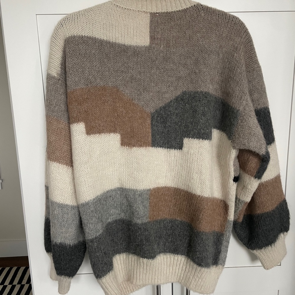 Geometric Pattern Alpaca Sweater - image 3